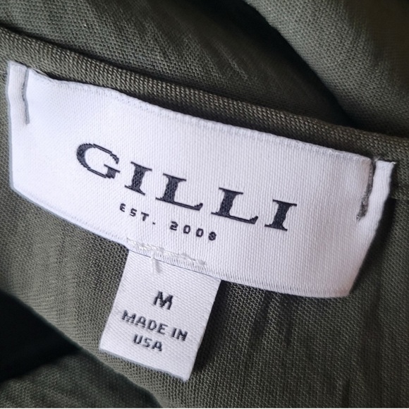 GIlli Front Knot Short-Sleeved Pullover Blouse Top Olive Green Size Medium - Picture 4 of 4
